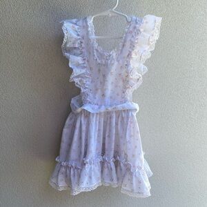 Vintage White with Pink flowers Twirl Dress Size 6